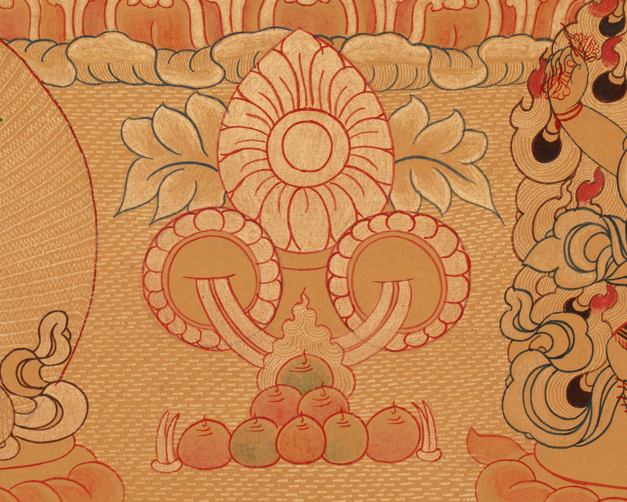 Four-Armed Chenrezig Compassion Thangka | Avalokiteshvara, Manjushri & Vajrpani Art | Meditation Altar