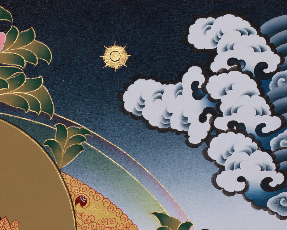 Chenresig with Vajrapani and Manjushri Thangka | Bodhisattvas Art