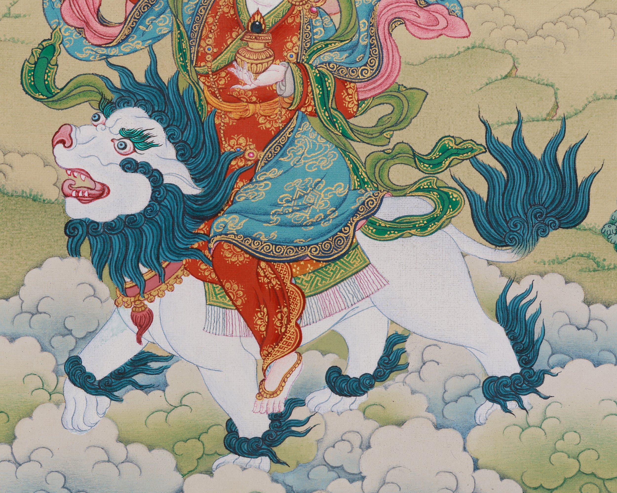 Tsheringma with Milarepa Thangka | Tibetan Artwork for Longevity and Wisdom