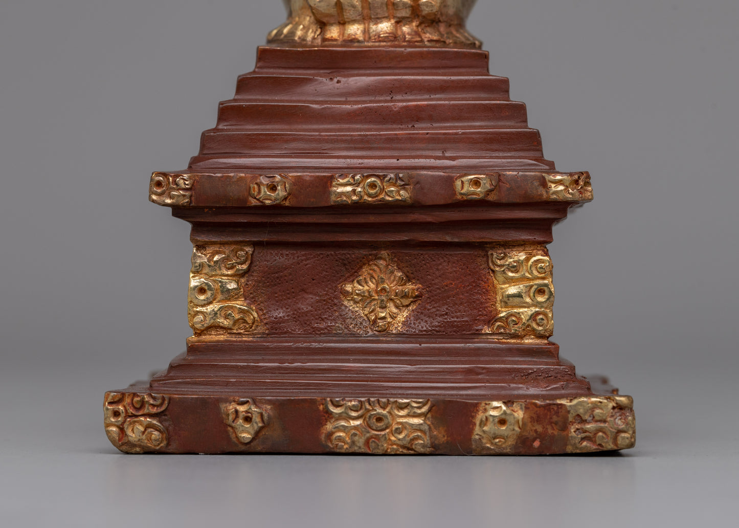 Gold-Plated Tibetan Stupa with Bronze Accents | Meditation and Spiritual Spaces