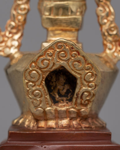 Gold-Plated Tibetan Stupa with Bronze Accents | Meditation and Spiritual Spaces