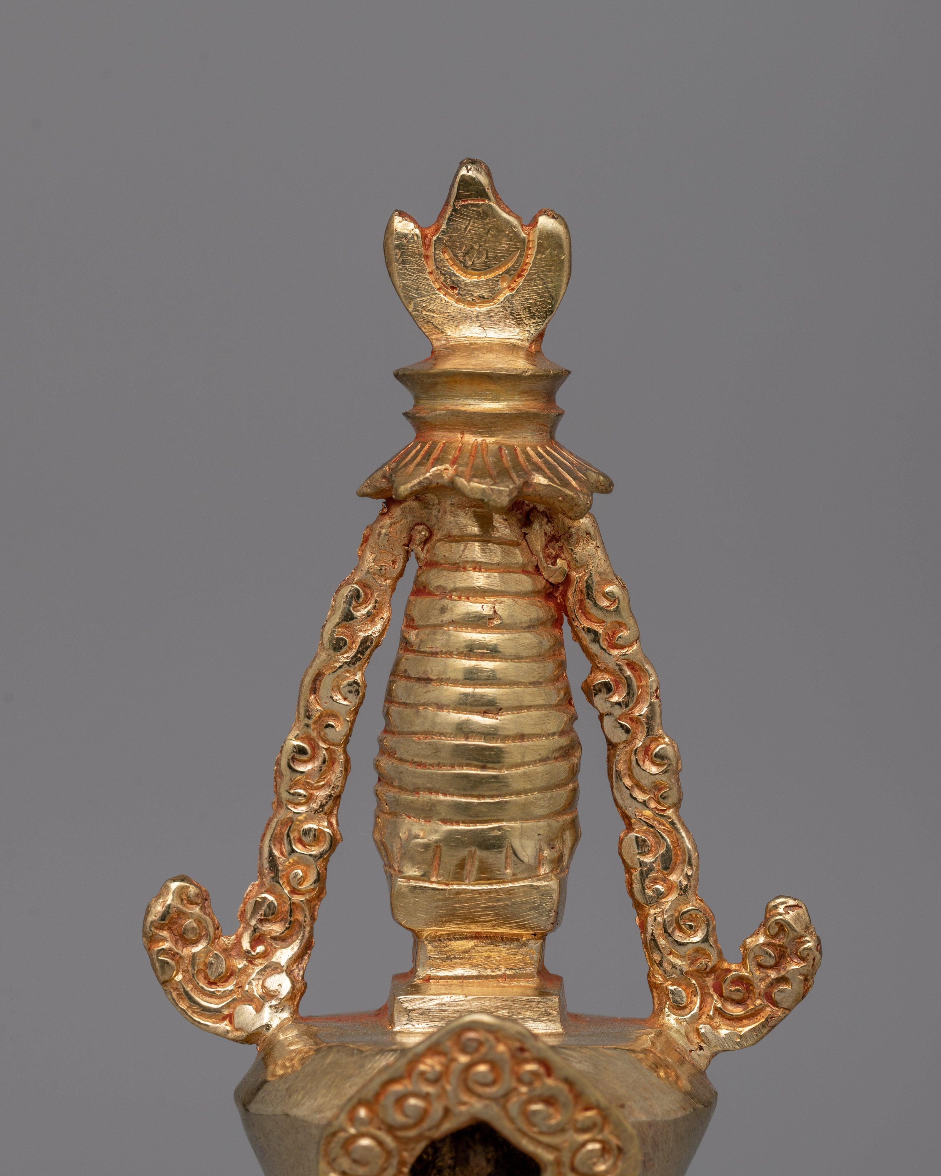 Gold-Plated Tibetan Stupa with Bronze Accents | Meditation and Spiritual Spaces