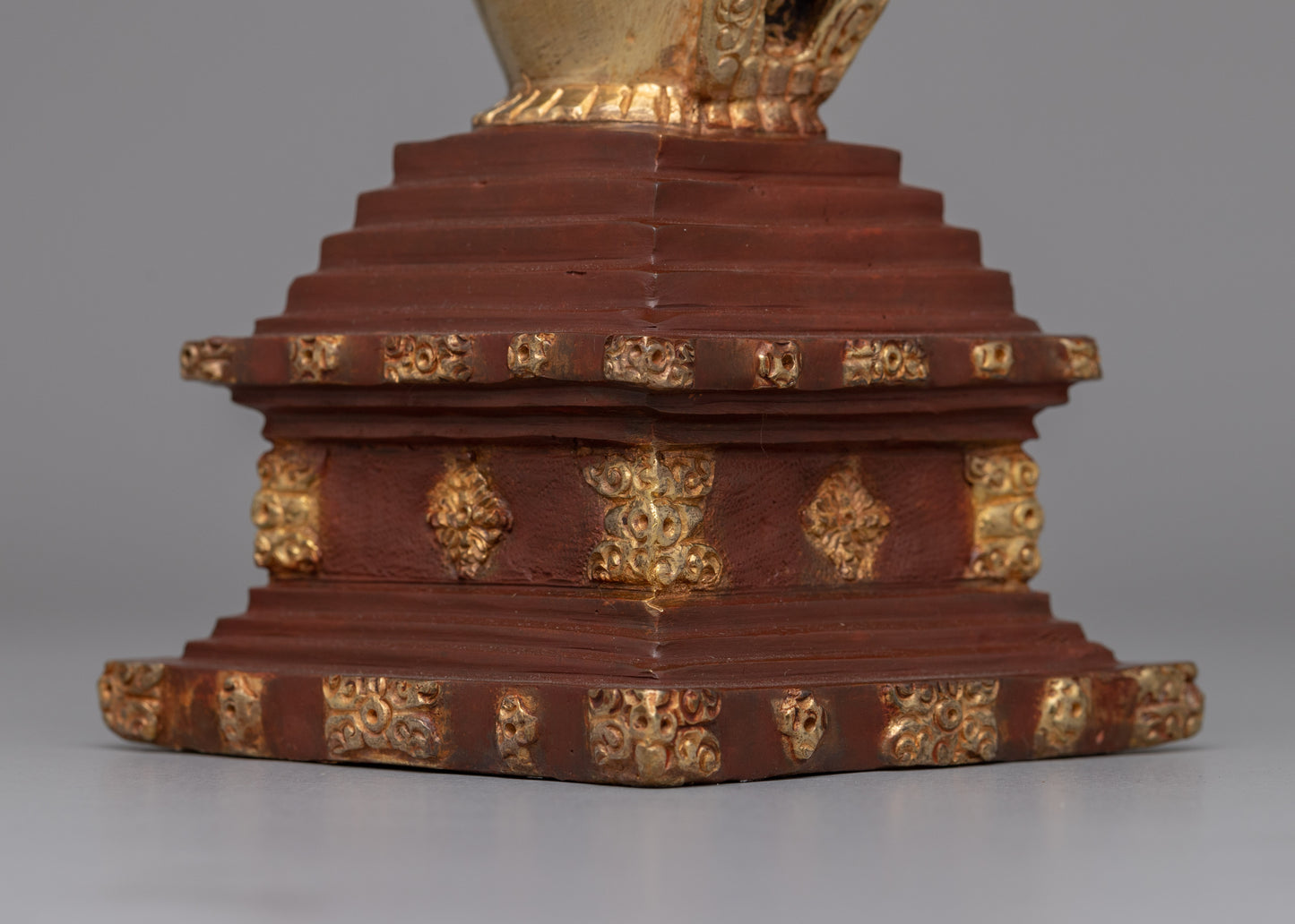 Gold-Plated Tibetan Stupa with Bronze Accents | Meditation and Spiritual Spaces