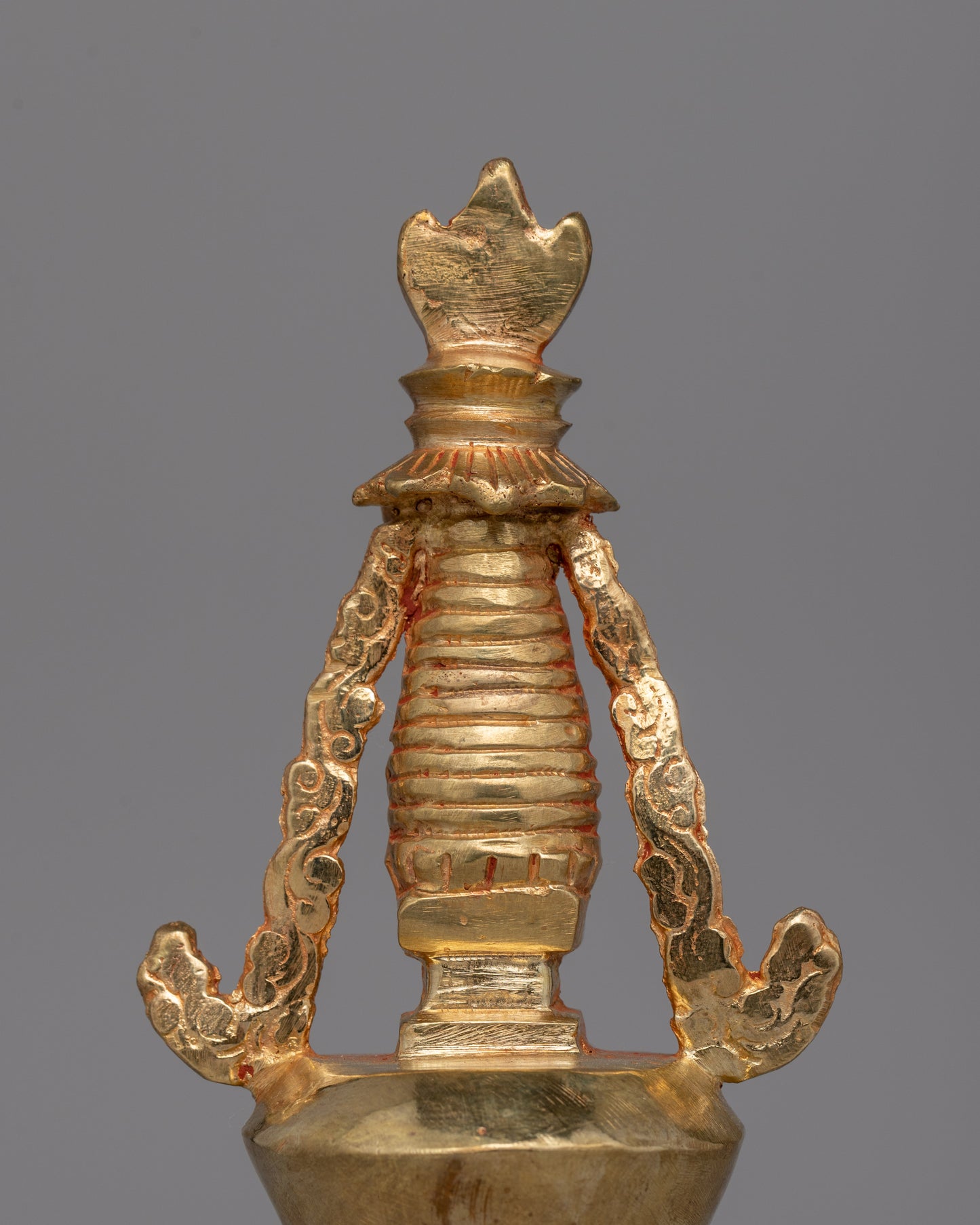 Gold-Plated Tibetan Stupa with Bronze Accents | Meditation and Spiritual Spaces