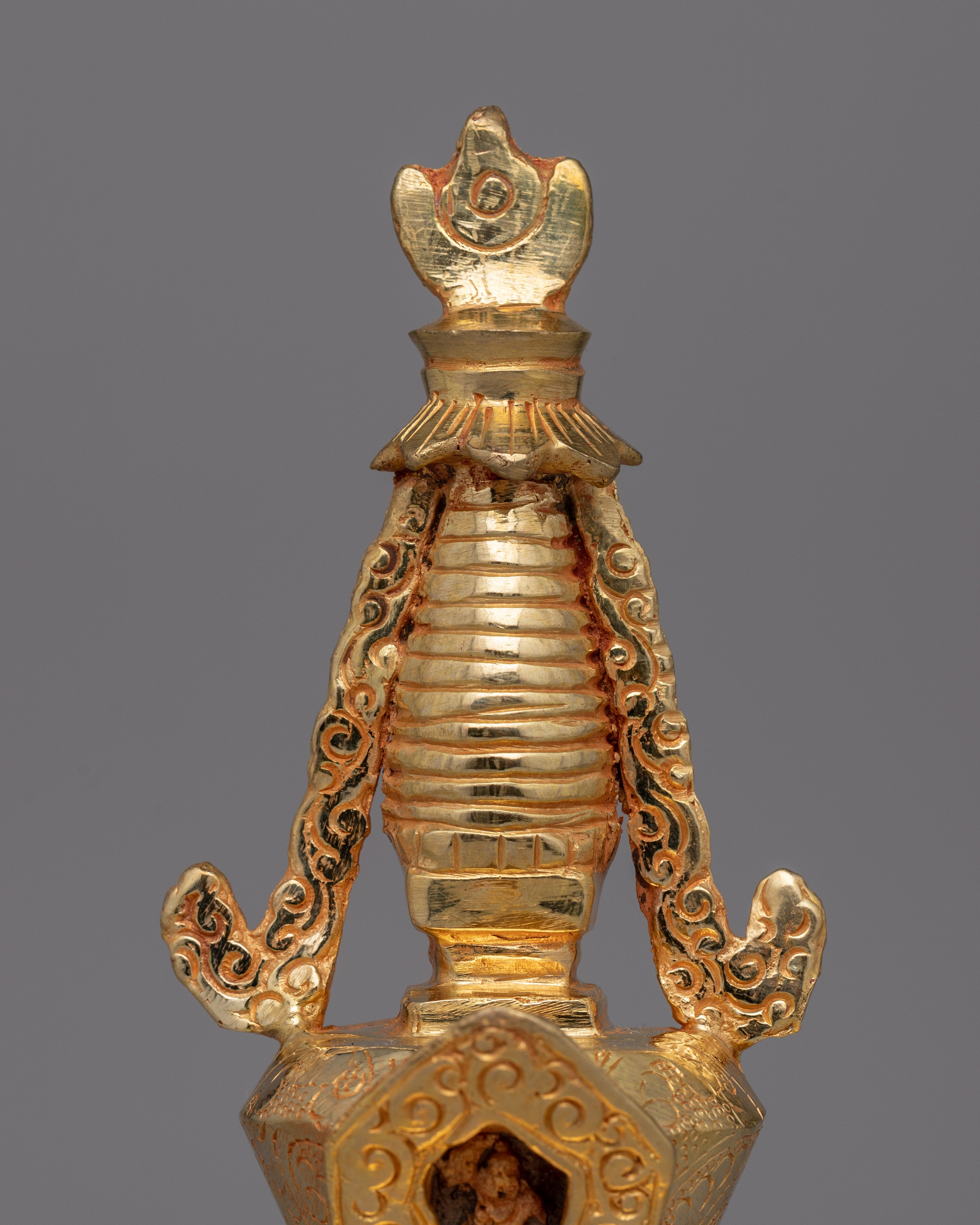 Tibetan Gold-Plated Tibetan Stupa with Intricate Design |  Perfect for Buddhist Rituals and Decor
