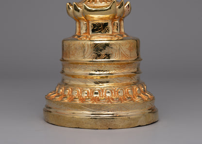 Handmade Gold-Plated Tibetan Stupa | Sacred Artifact for Buddhist Altars and Home Decor