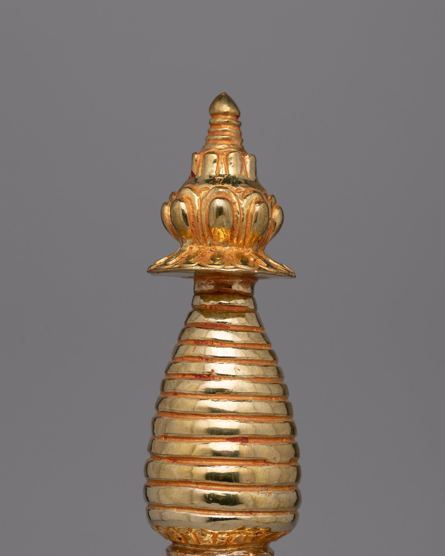 Handmade Gold-Plated Tibetan Stupa | Sacred Artifact for Buddhist Altars and Home Decor