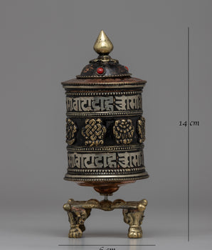 Tibetan Buddhist Prayer Wheel with Copper & Brass Body | Wheel for Meditation & Decor