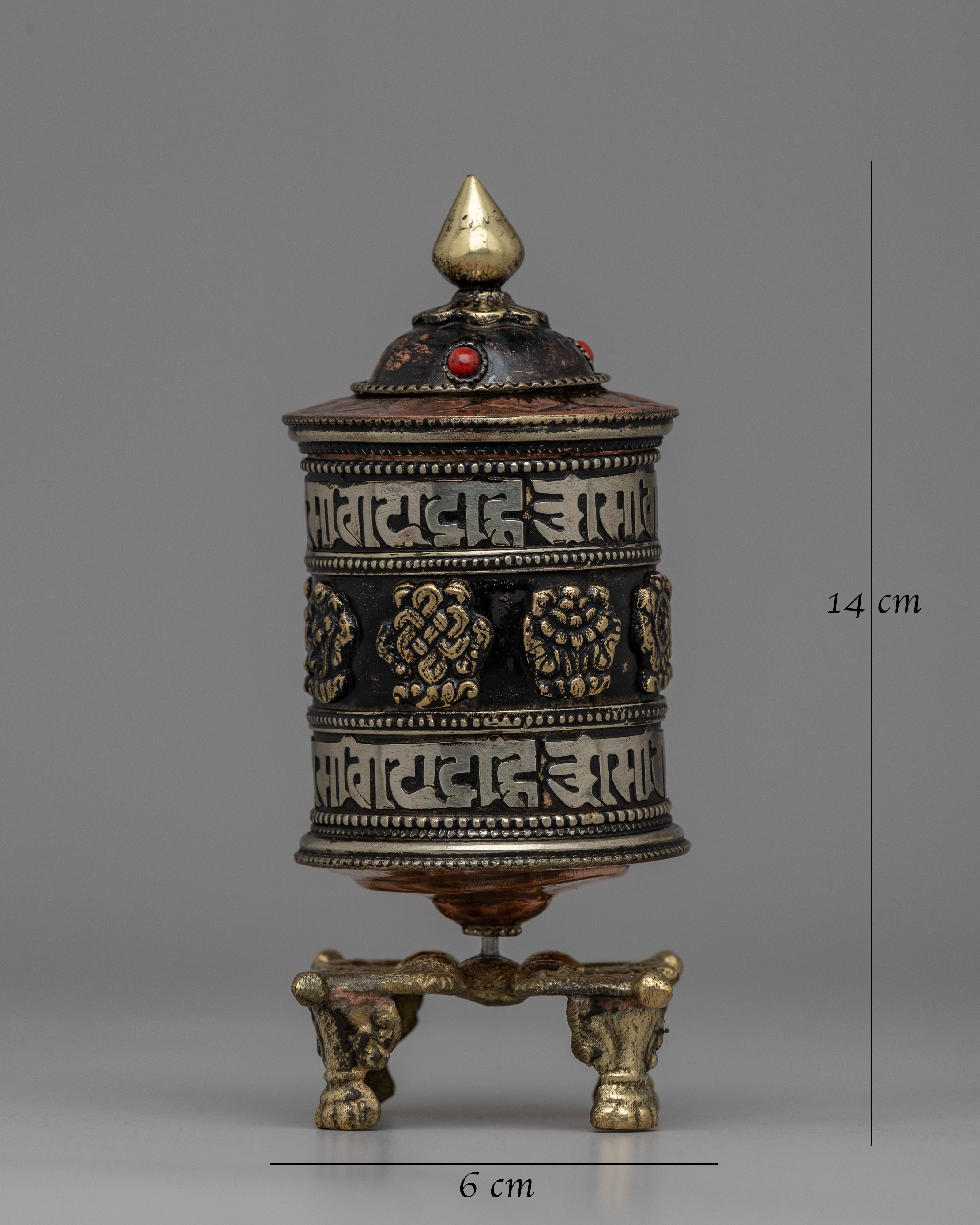 Tibetan Buddhist Prayer Wheel with Copper & Brass Body | Wheel for Meditation & Decor