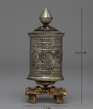 Om Mani Padme Hum Prayer Wheel with Brass Base | Wheel for Meditation and Blessings