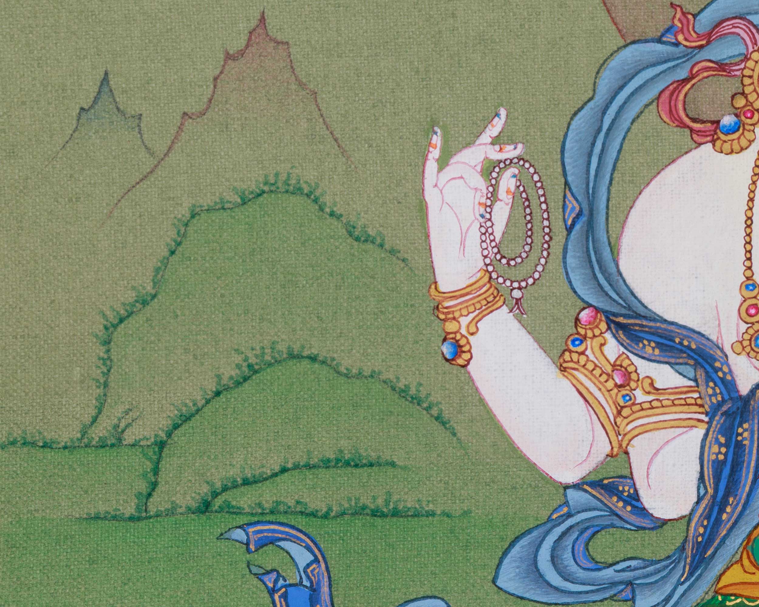 Traditional Four-Armed Avalokiteshvara Thangka | Chenrezig Painting