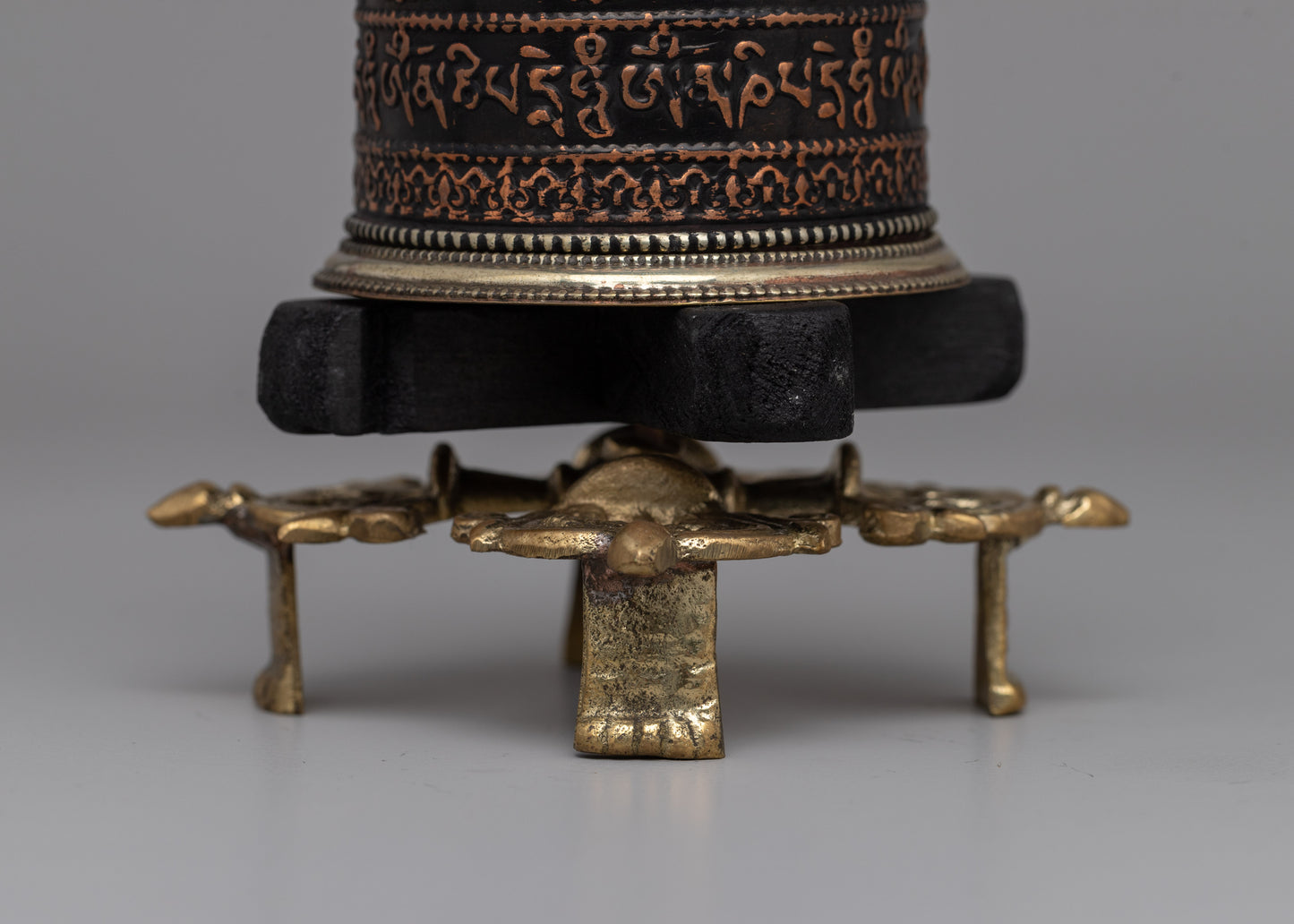 Copper, Brass & Wood Prayer Wheel for Blessings | Buddhist Meditation Tool