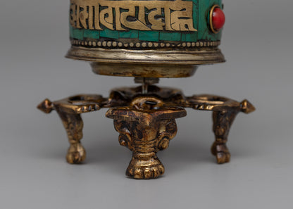 Buddhist Coral Prayer Wheel | Spiritual Tool for Protection, Healing, and Meditation