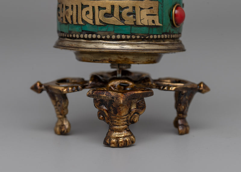 Buddhist Coral Prayer Wheel | Spiritual Tool for Protection, Healing, and Meditation