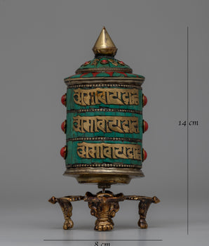 Buddhist Coral Prayer Wheel | Spiritual Tool for Protection, Healing, and Meditation