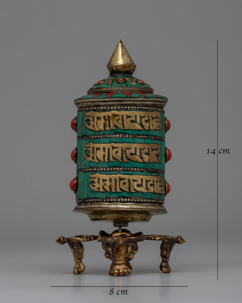 Buddhist Coral Prayer Wheel | Spiritual Tool for Protection, Healing, and Meditation