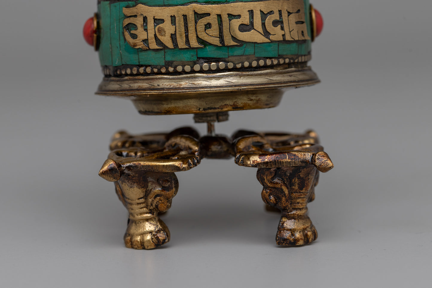 Buddhist Coral Prayer Wheel | Spiritual Tool for Protection, Healing, and Meditation