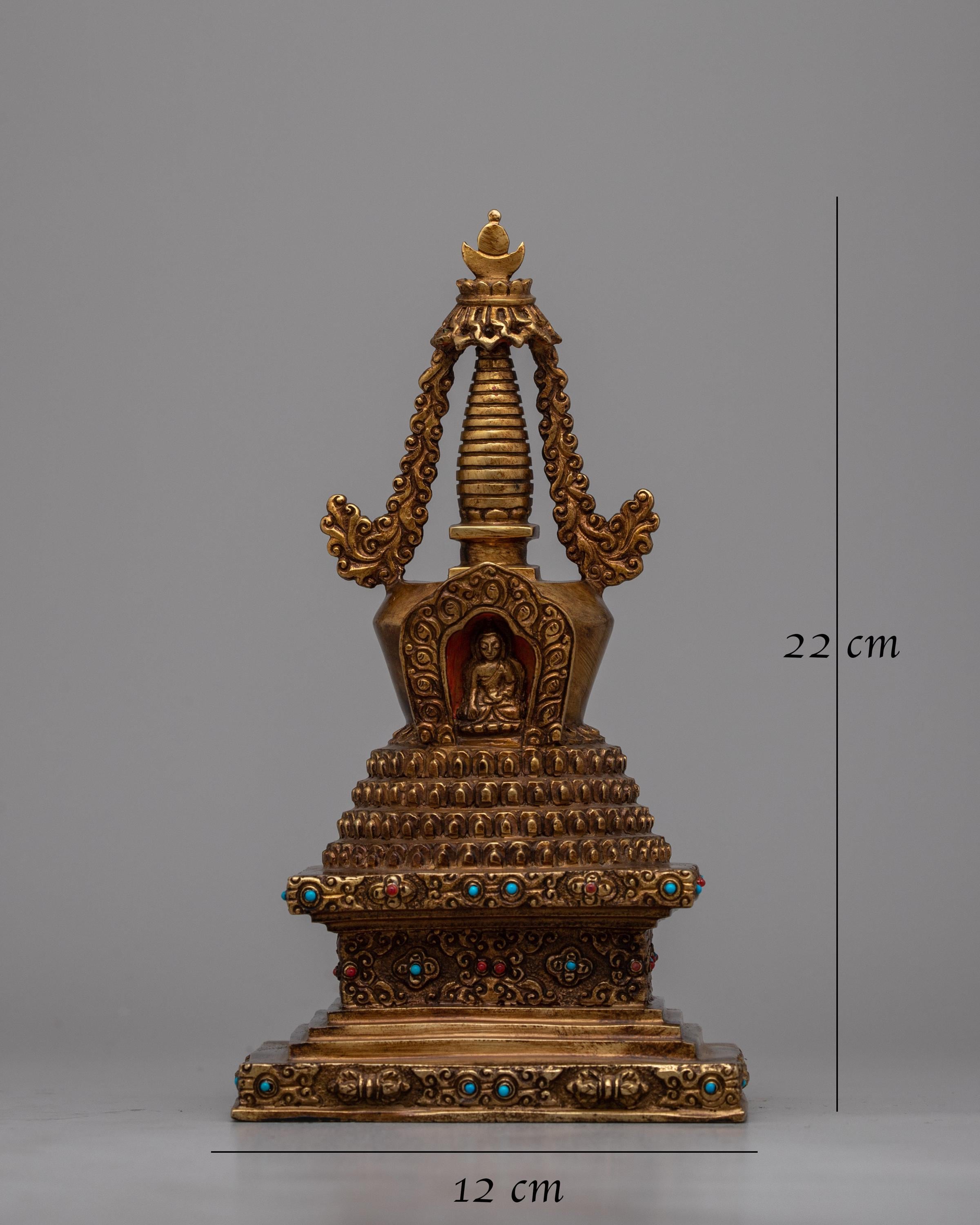 Copper Stupa | Religious Chorten Symbolizing Enlightenment and Peace