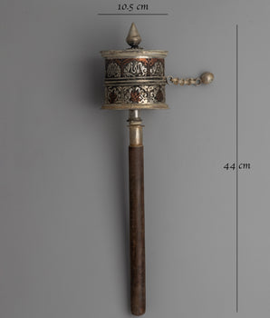 Copper and Wood Tibetan Prayer Wheel