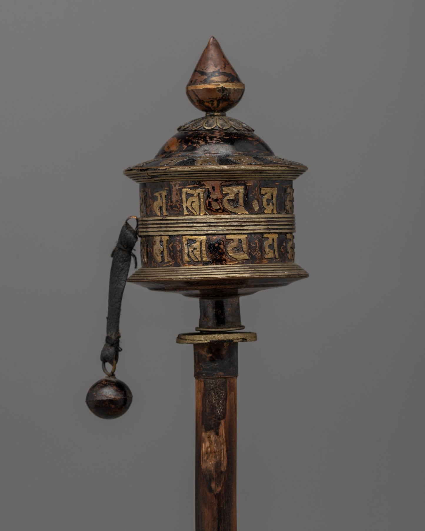 Handmade Copper & Wood Prayer Wheel for Meditation |  Ideal for Altar Spaces and Rituals