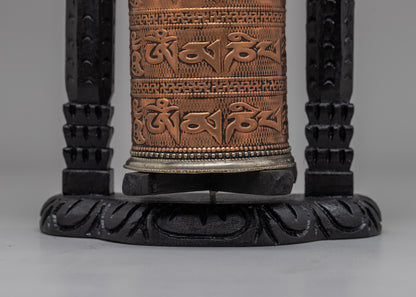 Wooden Frame Buddhist Prayer Wheel |  Ideal for Spiritual Growth and Blessings