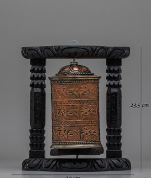 Wooden Frame Buddhist Prayer Wheel |  Ideal for Spiritual Growth and Blessings