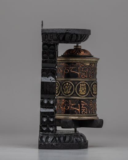 Himalayan Buddhist Wooden Frame Prayer Wheel | Traditional Decor for Peace and Harmony