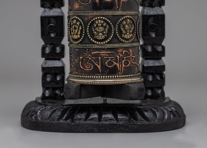 Himalayan Buddhist Wooden Frame Prayer Wheel | Traditional Decor for Peace and Harmony