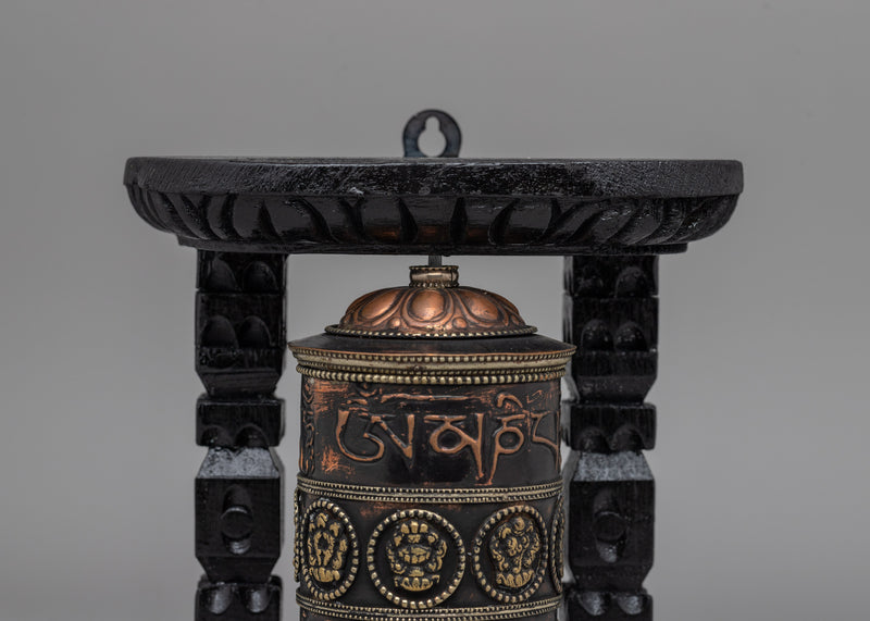 Himalayan Buddhist Wooden Frame Prayer Wheel | Traditional Decor for Peace and Harmony