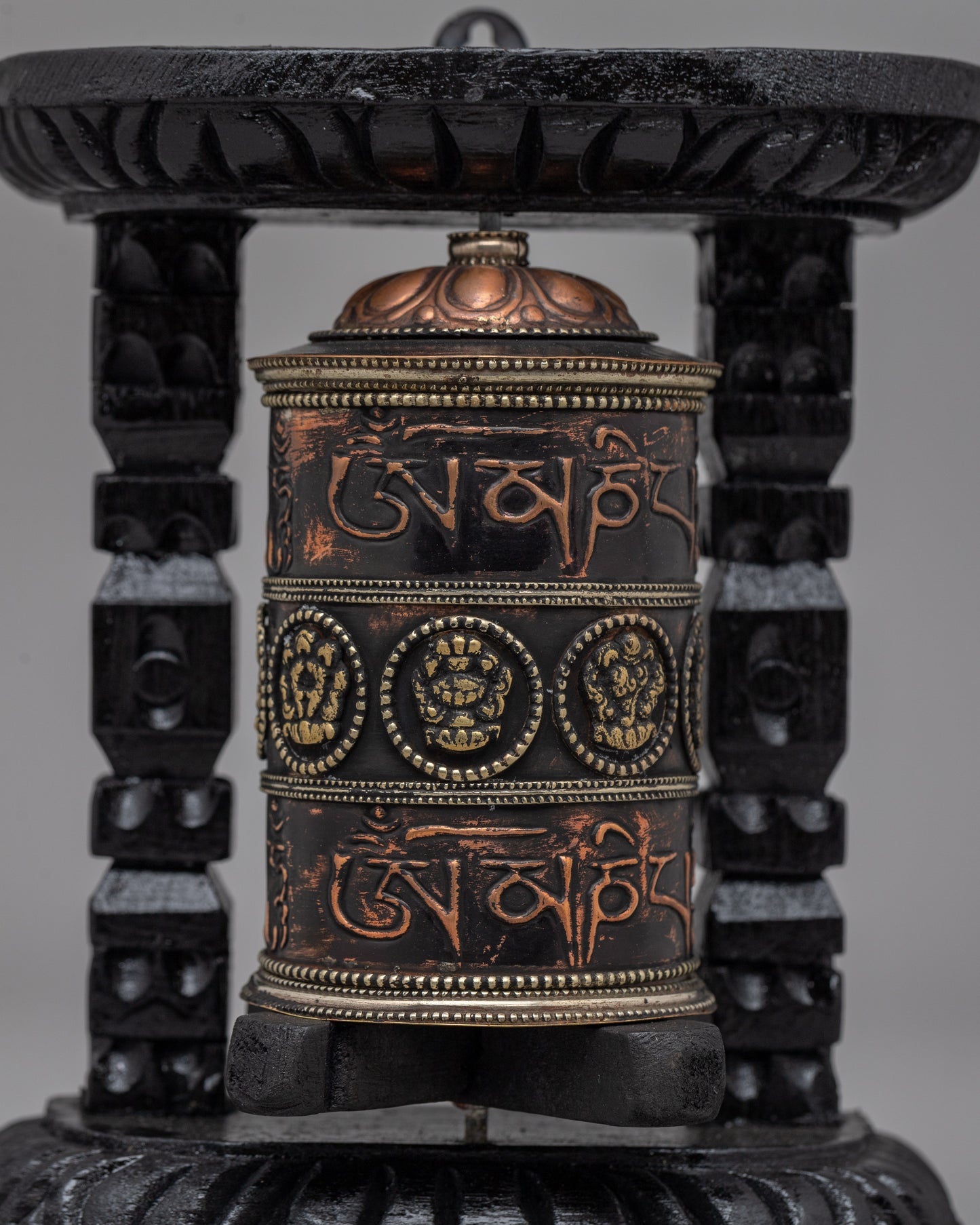 Himalayan Buddhist Wooden Frame Prayer Wheel | Traditional Decor for Peace and Harmony