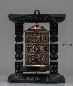 Himalayan Buddhist Wooden Frame Prayer Wheel | Traditional Decor for Peace and Harmony
