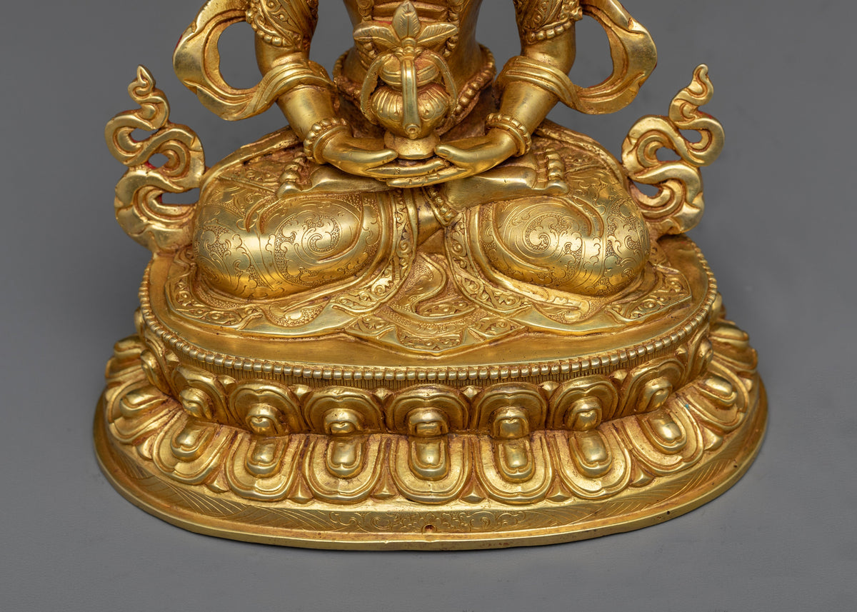 Buddha Amitayus Handmade Statue | 24k Gold Gilded Fine Figure