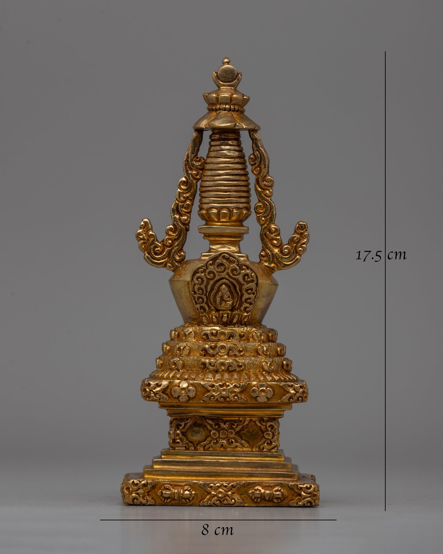 Gold-Plated Copper Stupa | Sacred Buddhist Altar Decoration