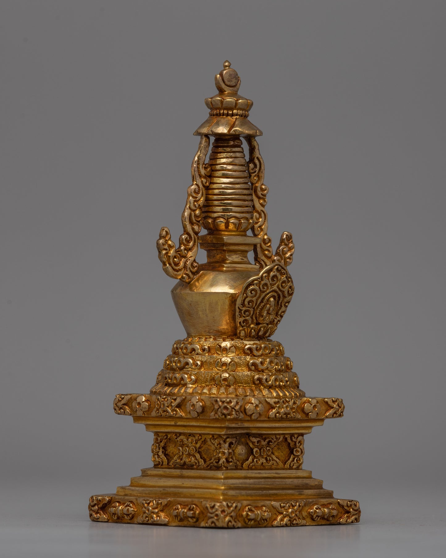 Gold-Plated Copper Stupa | Sacred Buddhist Altar Decoration