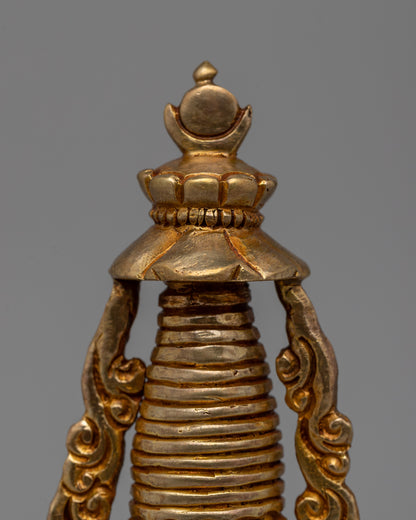 Gold-Plated Copper Stupa | Sacred Buddhist Altar Decoration