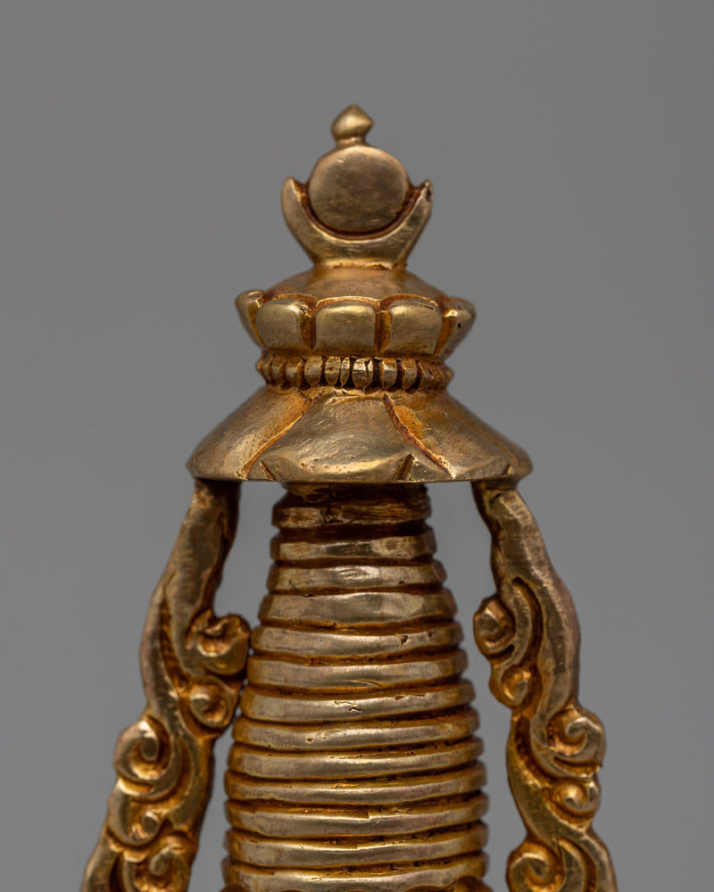 Gold-Plated Copper Stupa | Sacred Buddhist Altar Decoration