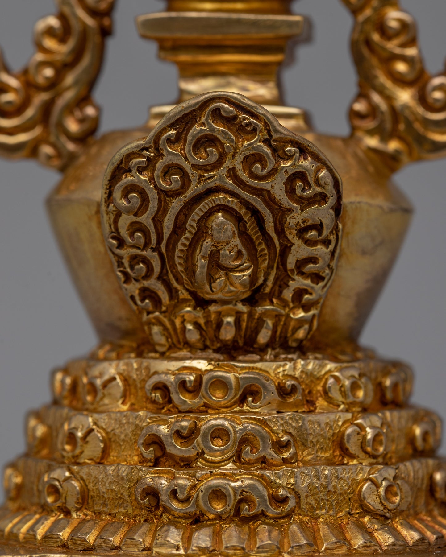 Gold-Plated Copper Stupa | Sacred Buddhist Altar Decoration