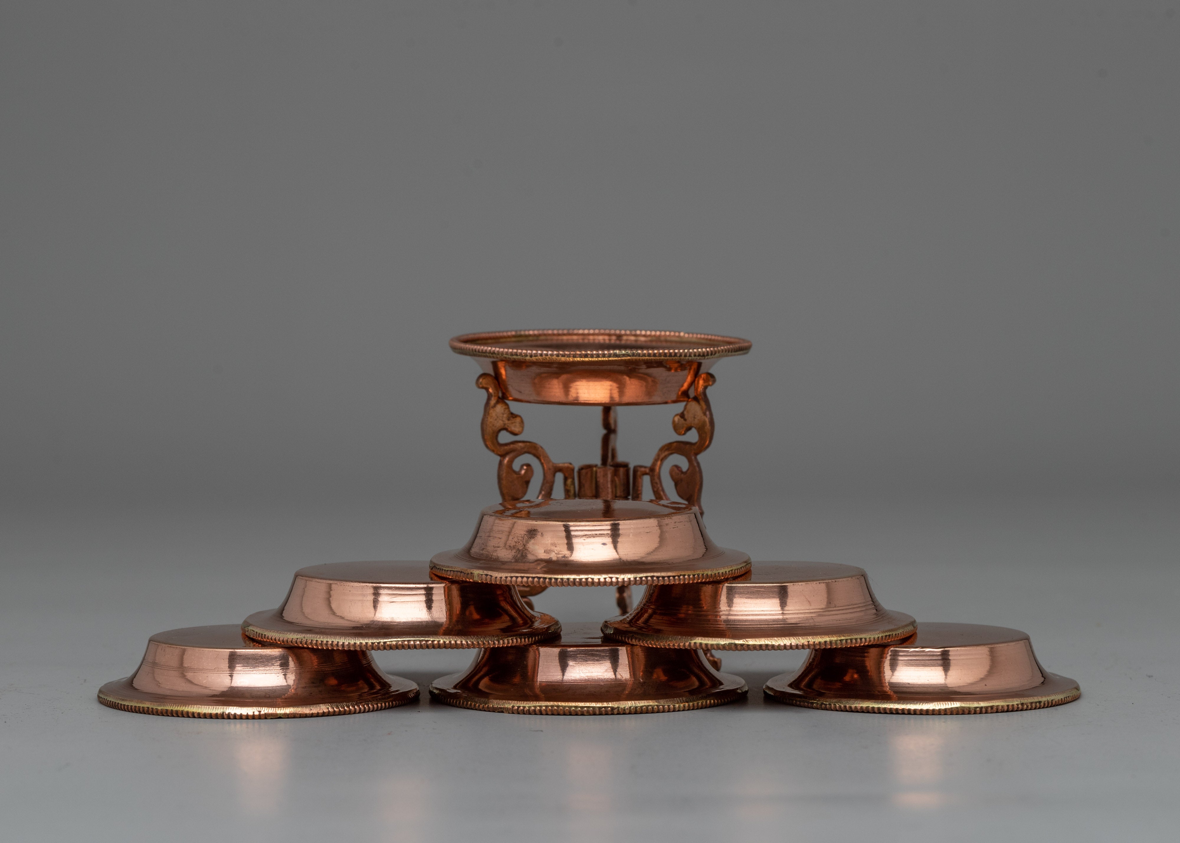 Copper Tibetan Water Offering Set | Buddhist Ceremonial Vessel