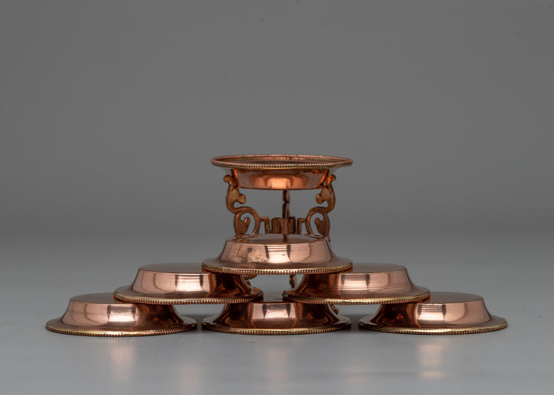 Copper Tibetan Water Offering Set | Buddhist Ceremonial Vessel