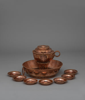Copper Tibetan Water Offering Set 