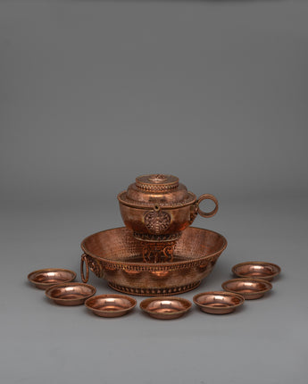 Copper Tibetan Water Offering Set 
