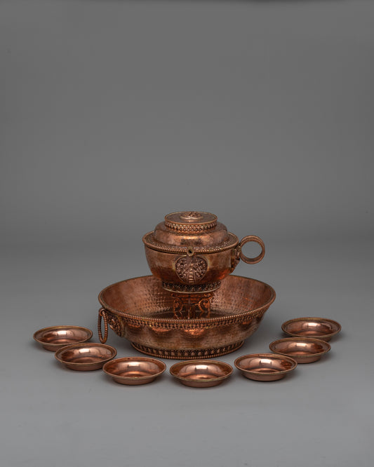 Copper Tibetan Water Offering Set 