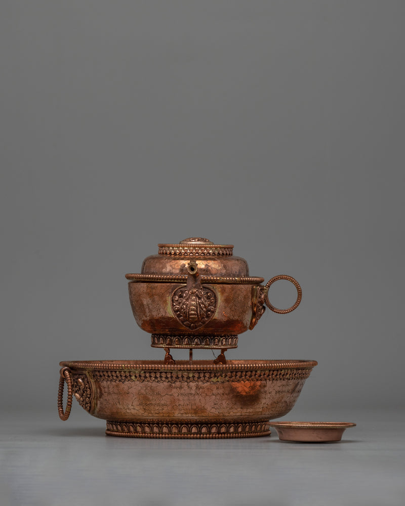 Copper Tibetan Water Offering Set | Buddhist Ceremonial Vessel