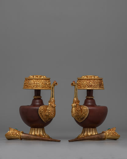 Gold-Plated Ritual Vases for Buddhist Ceremonies | Elegant Detailing