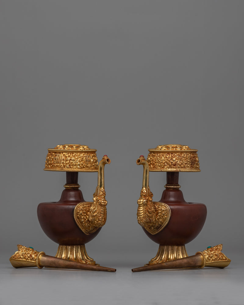 Gold-Plated Ritual Vases for Buddhist Ceremonies | Elegant Detailing