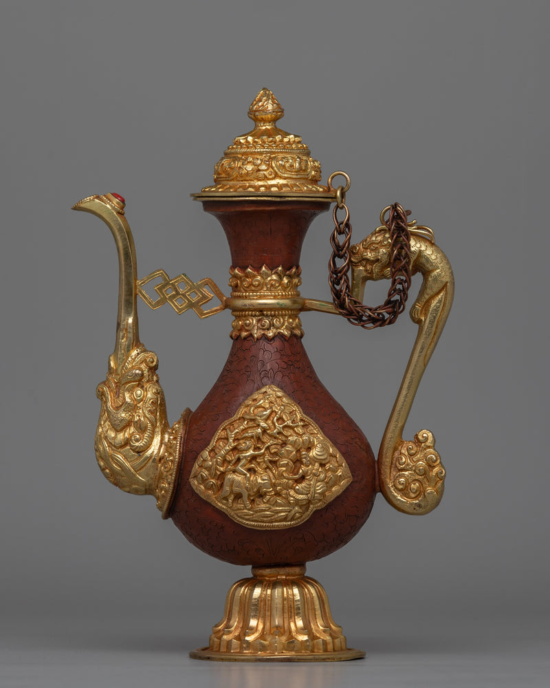 Traditional Buddhist Tibetan Copper Tea Pot | Handcrafted for Rituals, Serving, or Display