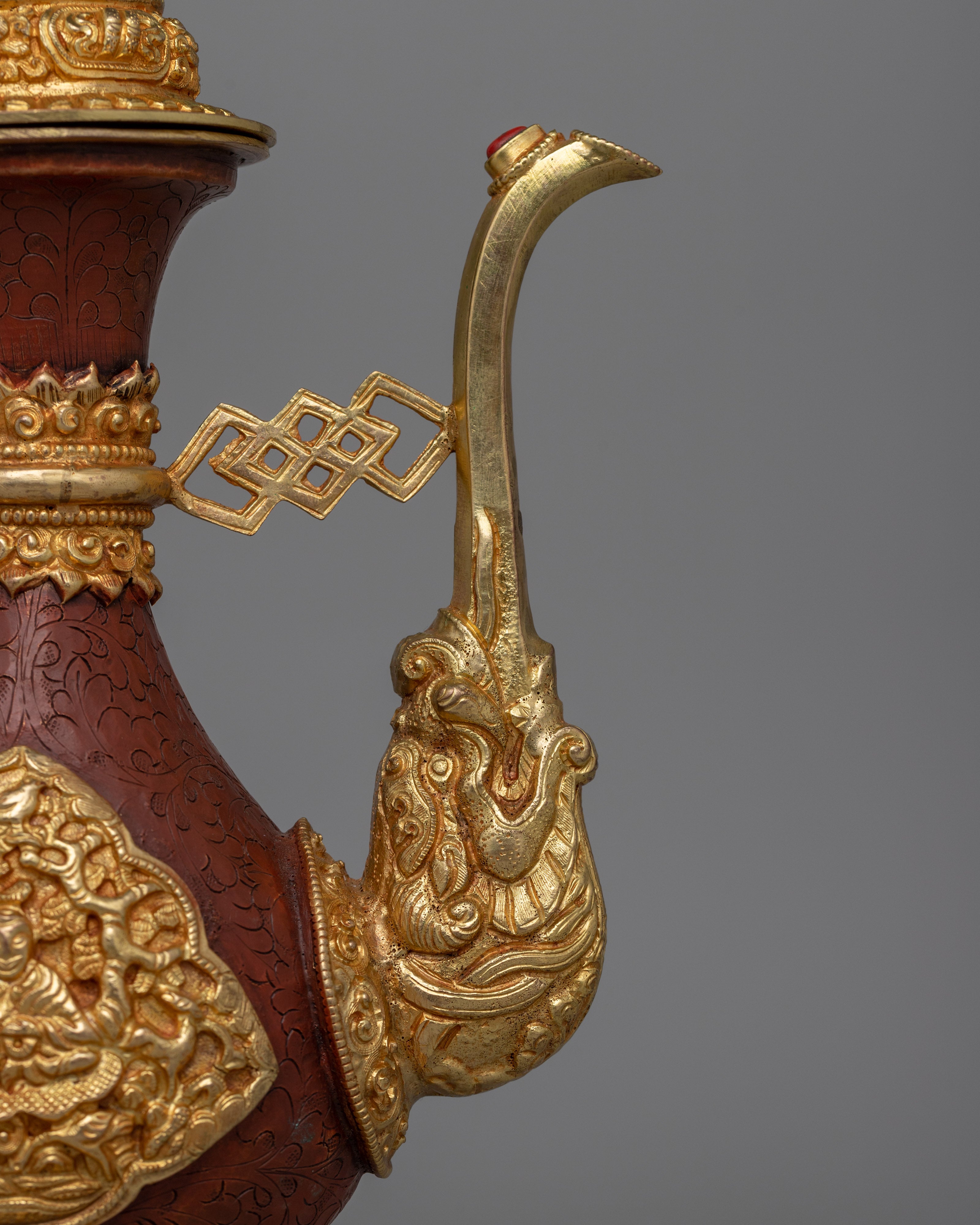 Traditional Buddhist Tibetan Ritual Ceremonial Ewer | Handcrafted for Rituals, Serving, or Display
