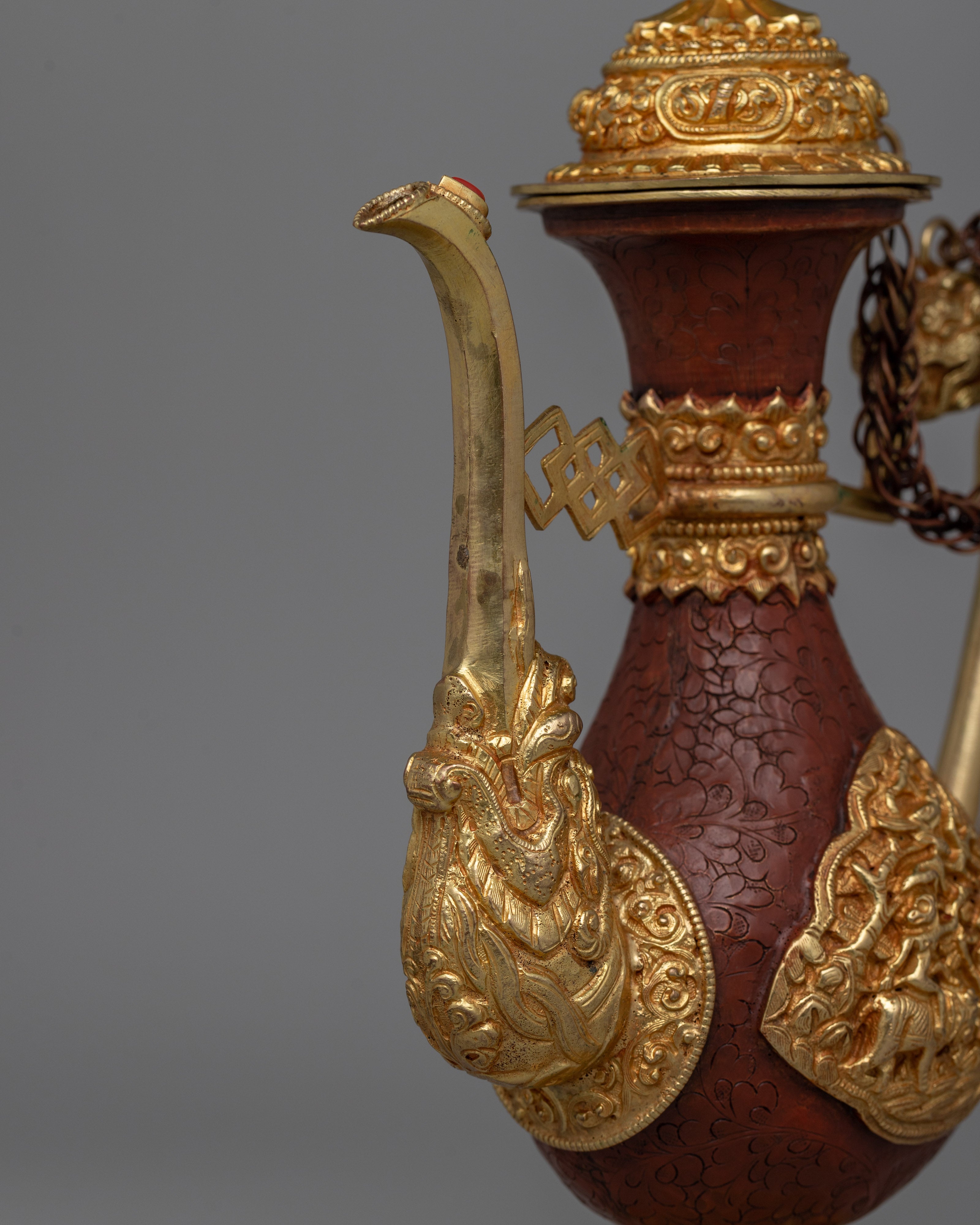 Traditional Buddhist Tibetan Ritual Ceremonial Ewer | Handcrafted for Rituals, Serving, or Display