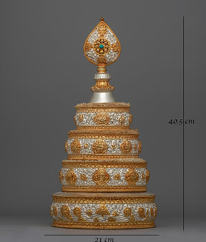 Traditional Mandala Design for Spiritual Practices | Copper Mandala with Geometric Detailing | Buddhist Mandala with Gold and Silver Accents
