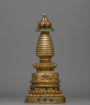 24K Gold-Gilded Buddhist Stupa 